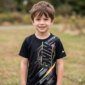 Nike Dri-FIT The Nike Tee Boys Size 6 Black Graphic Athletic Short Sleeve Shirt